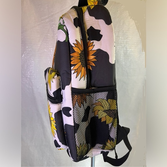Sunflower and Cow Print Backpack - Picture 3 of 5